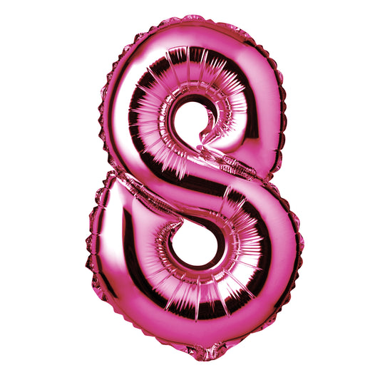 34" Giant Foil Hot Pink Number 8 Balloon