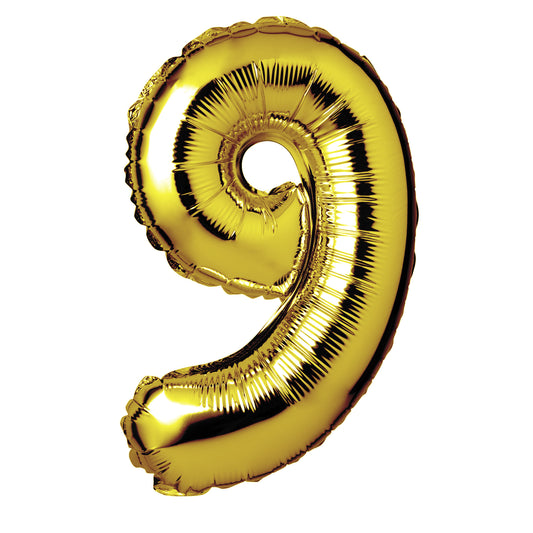 34" Giant Foil Gold Number 9 Balloon