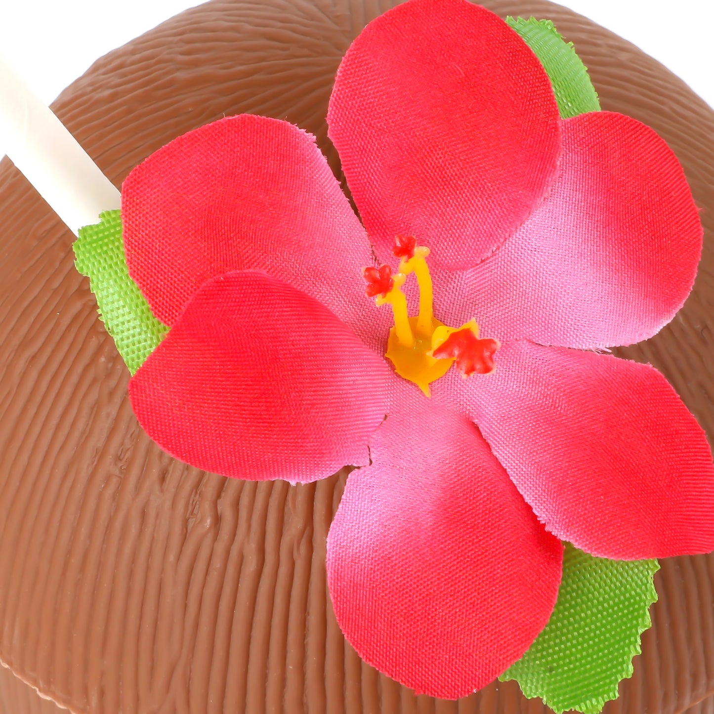 COCONUT CUP WITH RED FLOWER AND PAPER STRAW