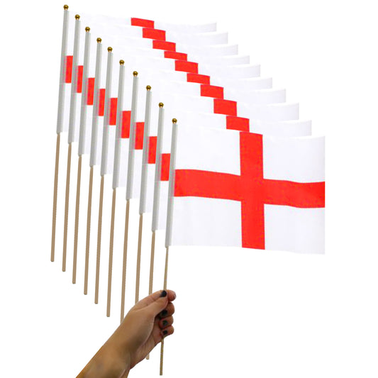 St George Hand Waving Flag Polyester Pack of 10