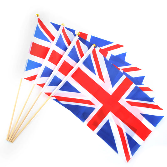 Union Jack Hand Waving Flag Polyester Pack of 10