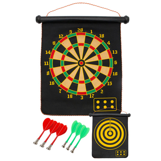 Magnetic Reversible Roll Up Dart Board with 6 Magnetic Darts