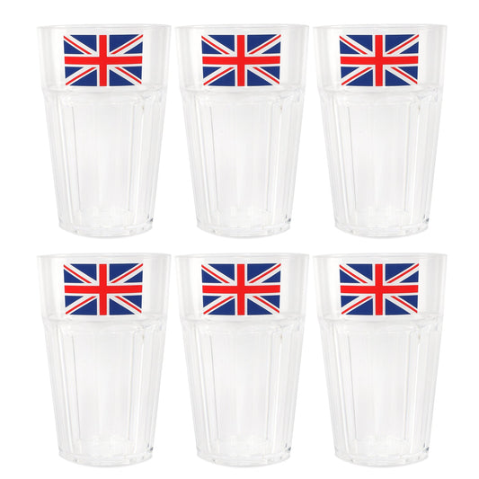 325ml HEAVY DUTY PLASTIC DISPOSABLE UNION JACK TUMBLER CUP IN PACKS 12