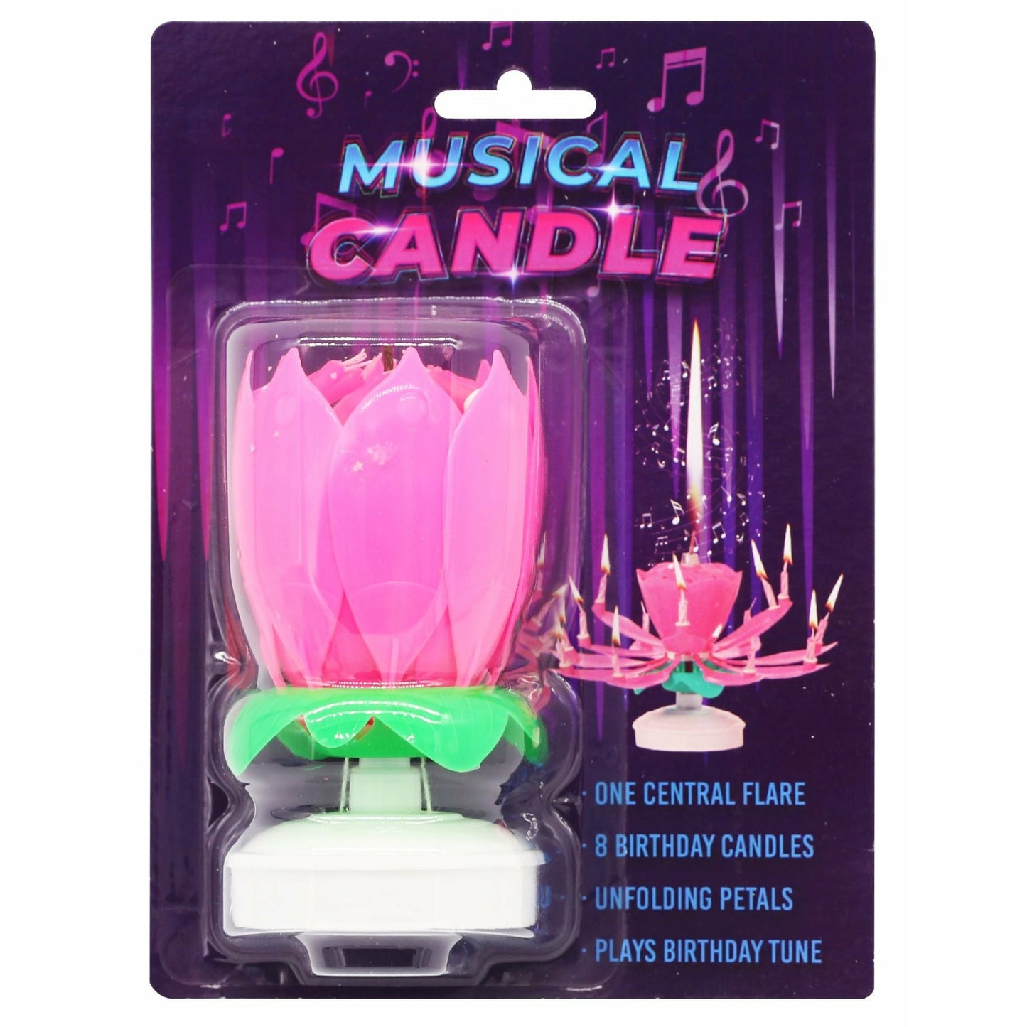 Musical Flower Candle Pink