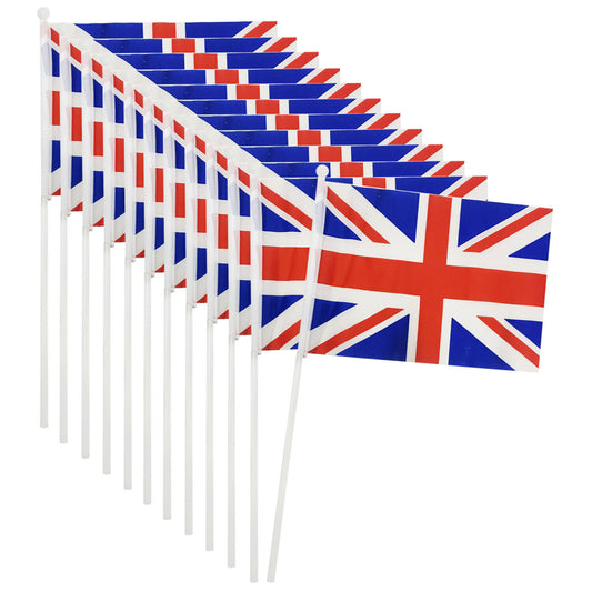 Union Jack Polyester Hand Waving Flag Pack of 12