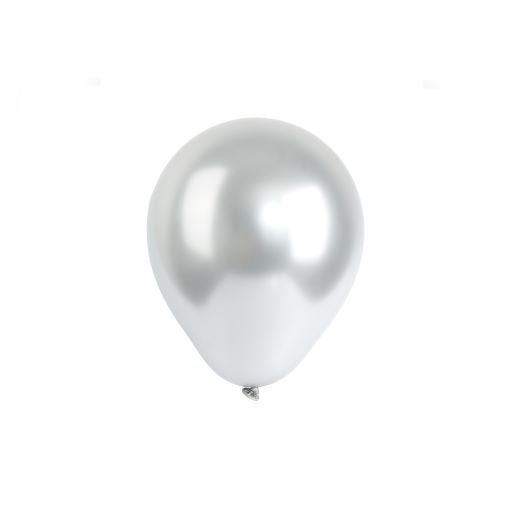 7 INCH METALLIC SILVER LATEX BALLOONS PACK OF 50