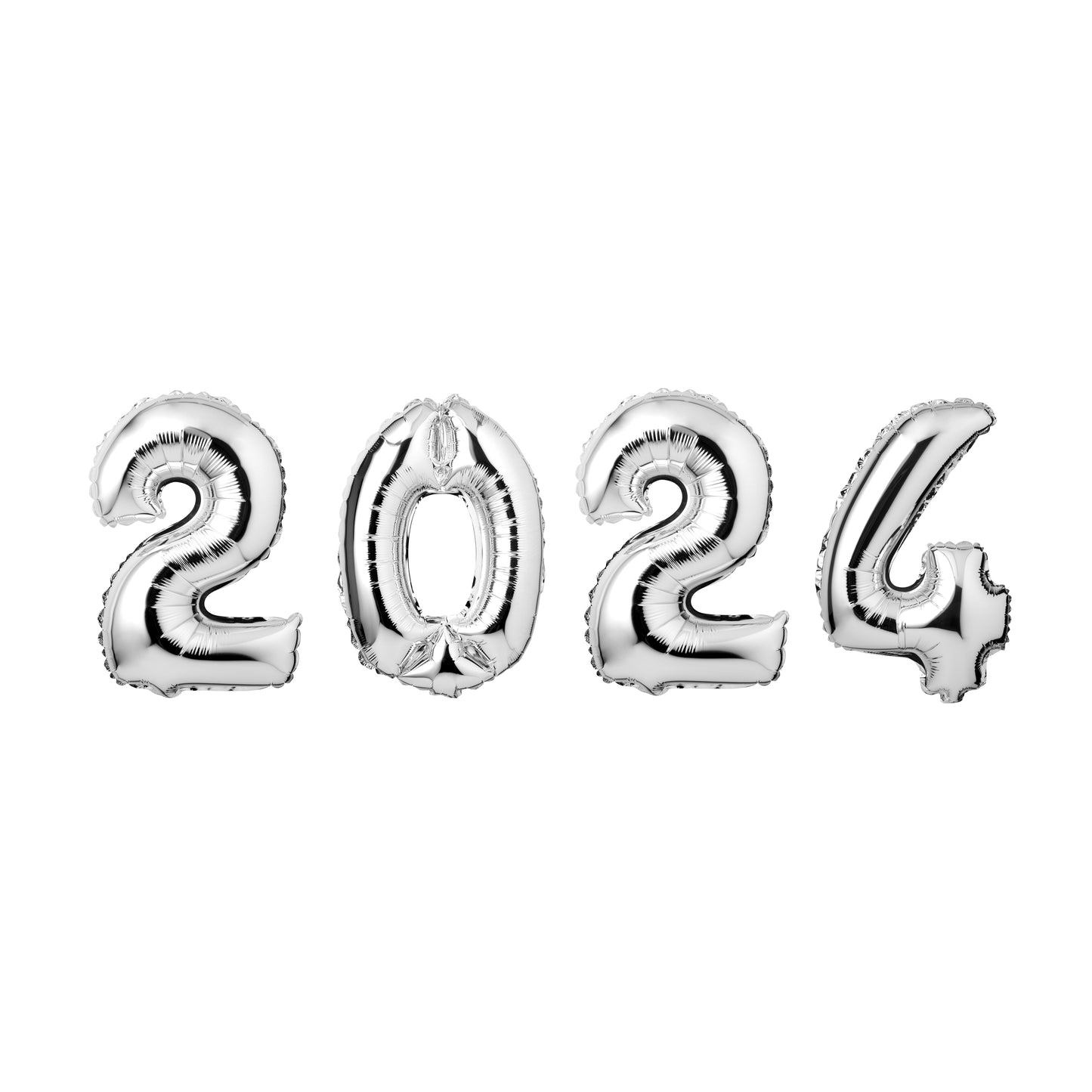 34" GIANT FOIL NUMBER BALLOONS SET 2024 SILVER