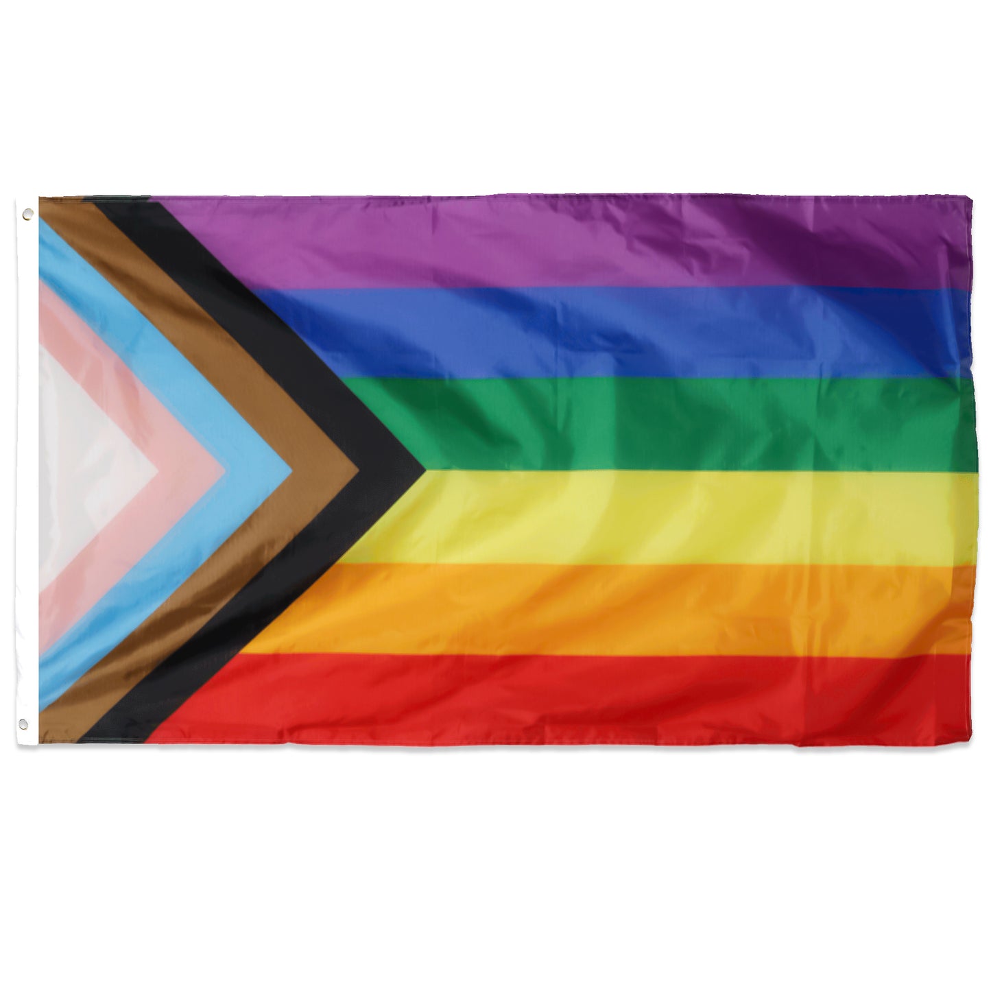 Progress Pride LGBTQ+ Rainbow Flag with Chevron 5ft x 3ft with Eyelets