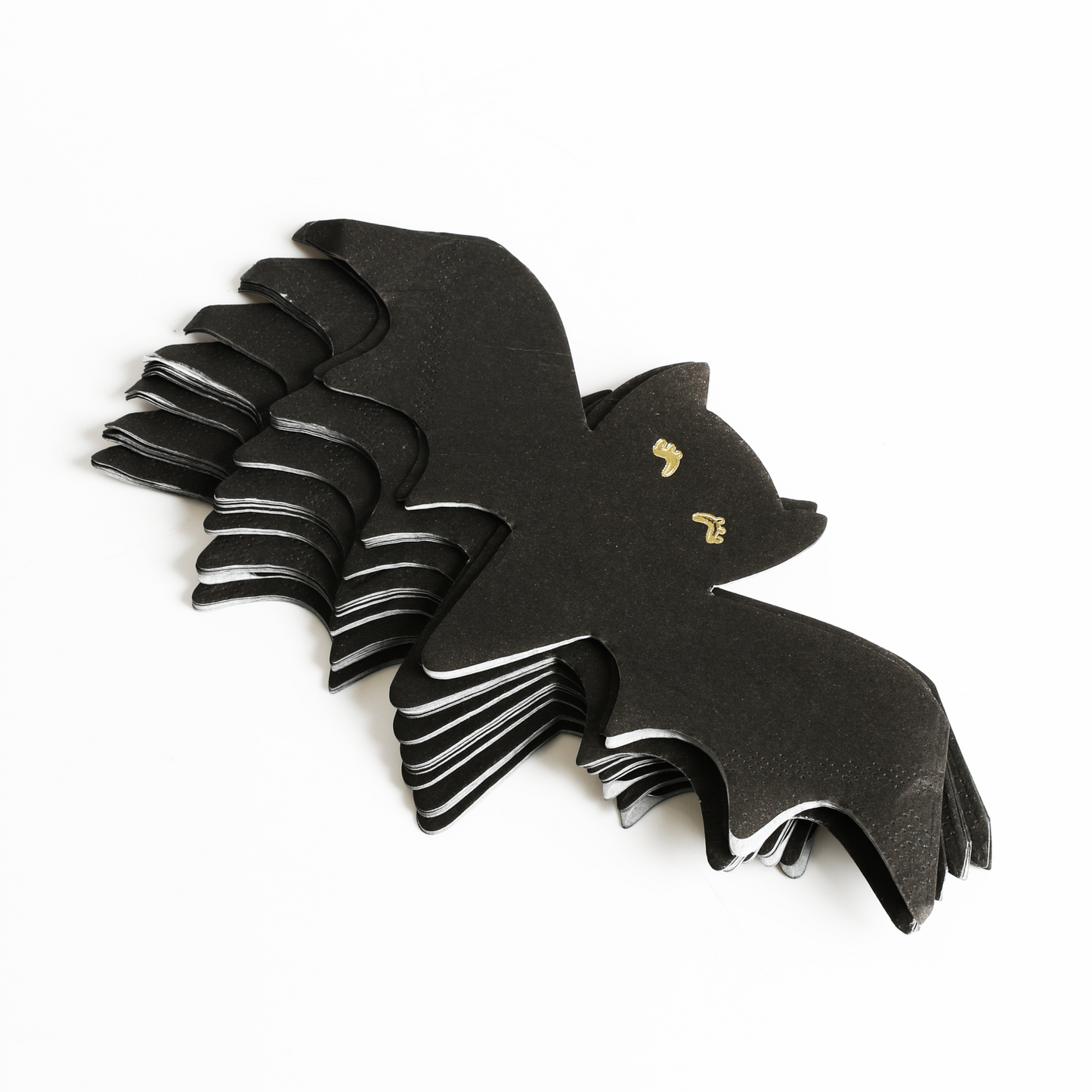 Black Bat Shaped Paper Napkins with Gold Foil Eyes Pack of 20