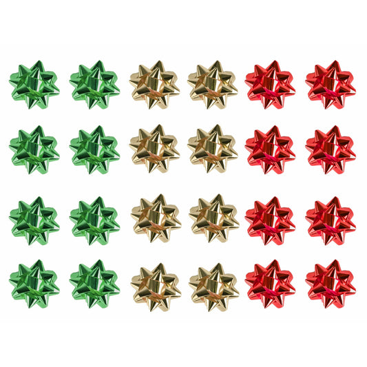 Small Foil Bows Red Gold Green Pack 25 Assortment