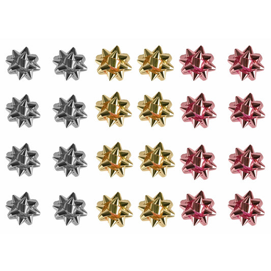 Small Foil Bows Pink Silver Gold Pack 25 Assortment