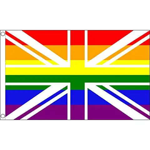 Rainbow Union Jack Pride LGBTQ+ 5ft x 3ft Flag with Eyelets