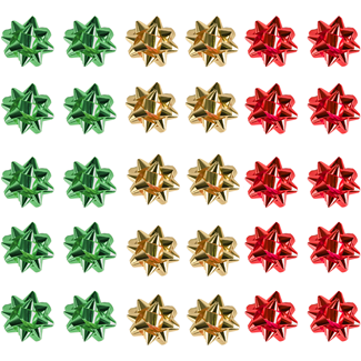Mini Foil Bows Red Green Gold Pack 30 Assortment
