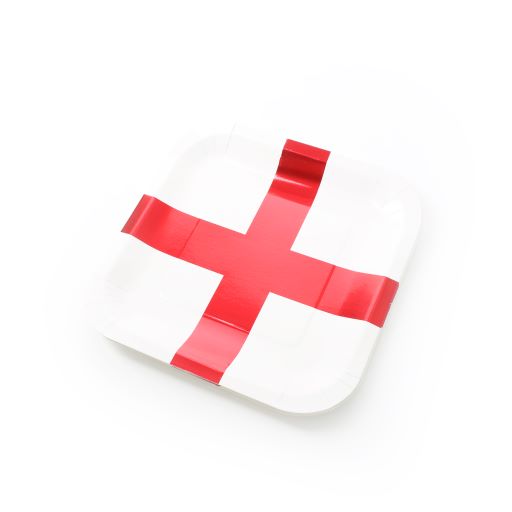 St George England Flag 9inch Square Paper Plates Pack of 10
