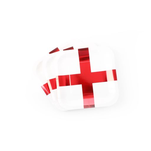 St George England Flag 9inch Square Paper Plates Pack of 10